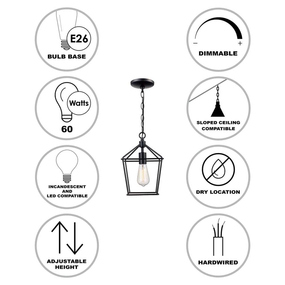 Lacey Too Farmhouse Industrial 8" Black Mini Pendant Light
