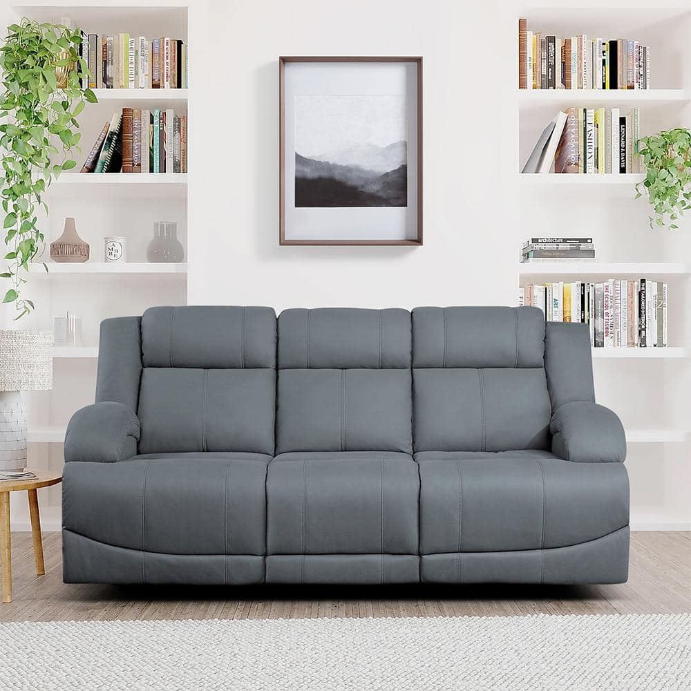 Brennen Transitional Graphite Blue Microfiber Reclining Sofa