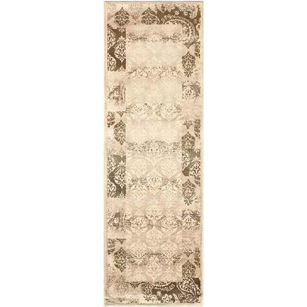 Bernadette Beige 3 ft. x 8 ft. Loomed Geometric Polypropylene Runner Area Rug