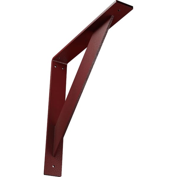 Ekena Millwork 2 in. x 14 in. x 14 in. Steel Hammered Bright Red Traditional Bracket