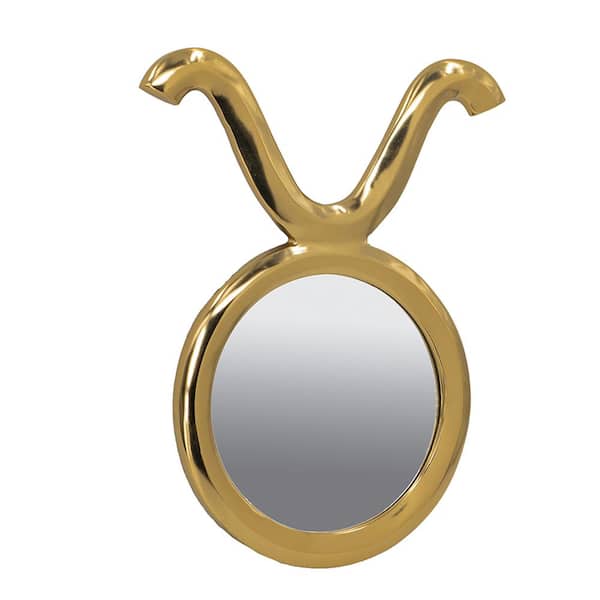 Whatseaso 12.50 in. W x 16.00 in. H Round Framed Wall Bathroom Vanity Mirror in Gold