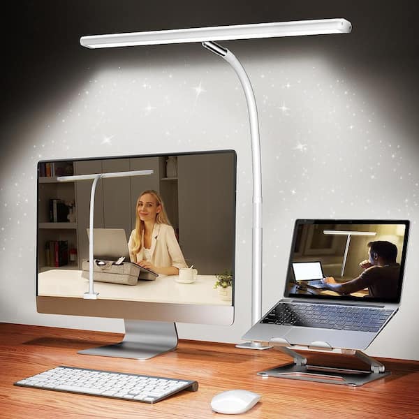 BeamBox 20 in. Black Gooseneck LED Desk Lamp with Adjustable 10 in