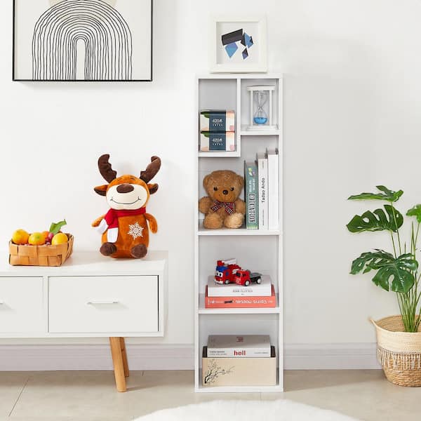 Simple Home 5-Tier Adjustable Shelf Bookcase，White