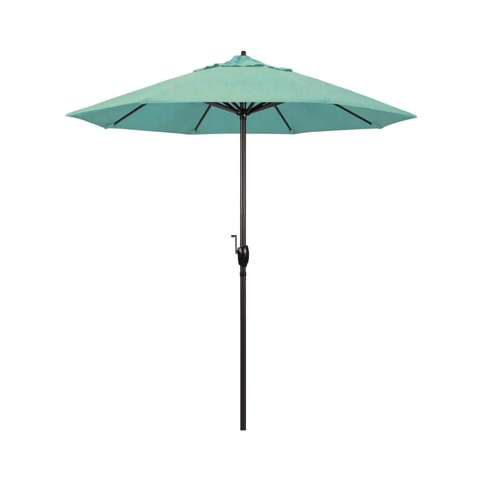 California Umbrella 7.5 ft. Bronze Aluminum Market Auto-Tilt Crank Lift ...