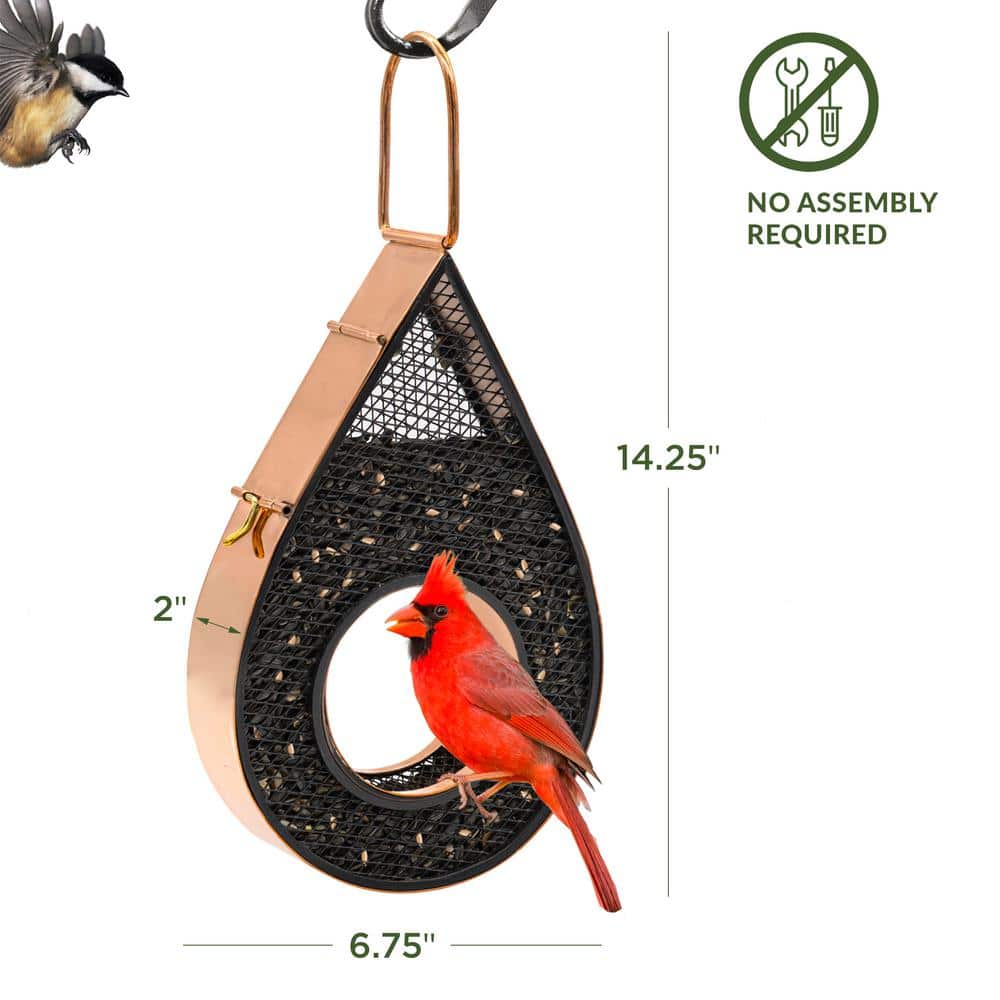 Copper and Black Mesh Hanging Raindrop Bird Feeder