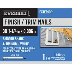 3D 1-1/4 in. Finish/Trim Nails Aluminum White 1 lb (Approximately 1100 Pieces)