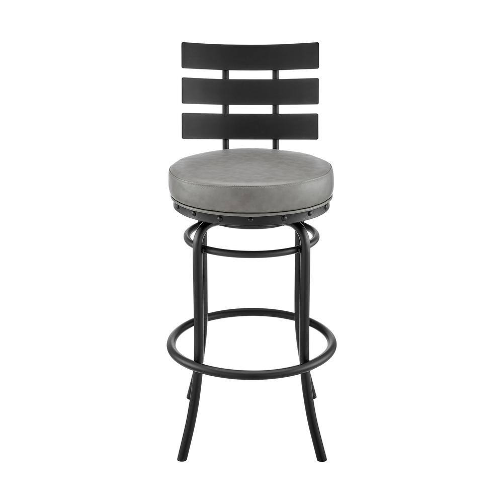 Chic Industrial Edge Adjustable Gray Faux Leather Swivel Stool