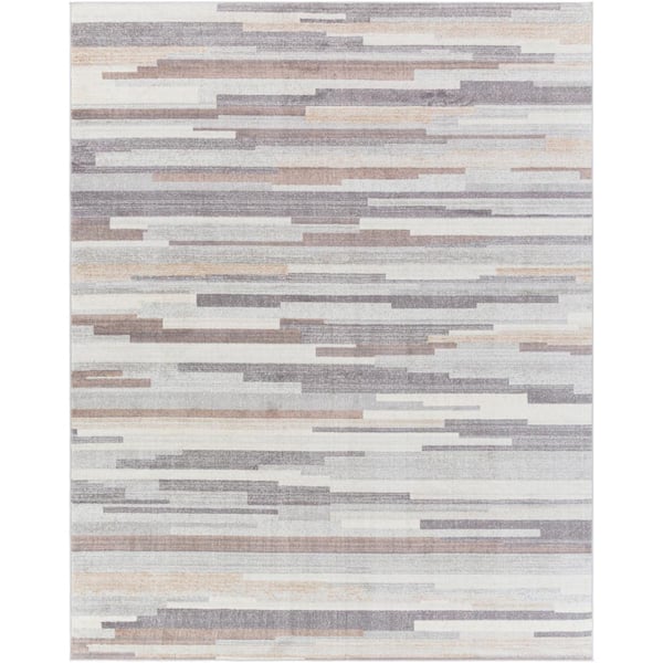 Lenero Medium Gray 12 ft. x 15 ft. Indoor Striped Area Rug