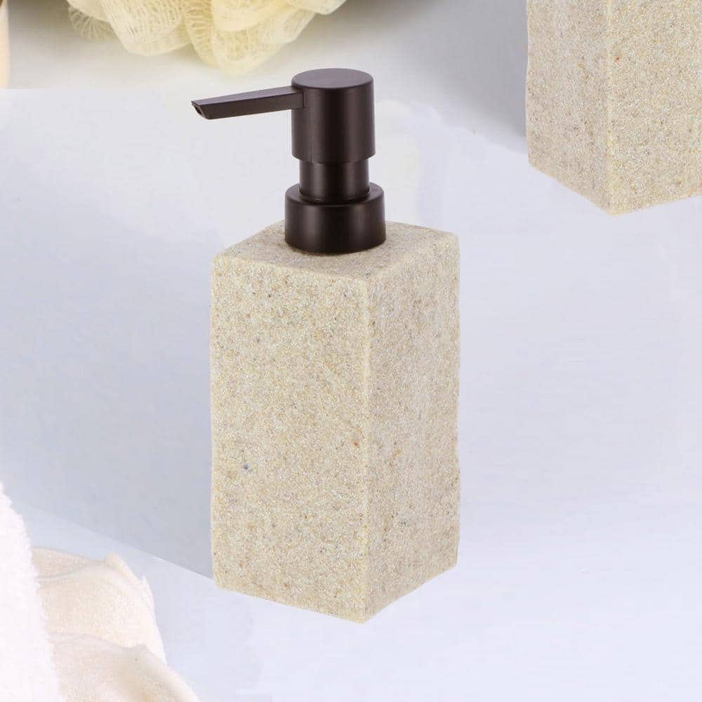 Natural Beige Resin Stone Effect Hand Soap and Lotion Dispenser