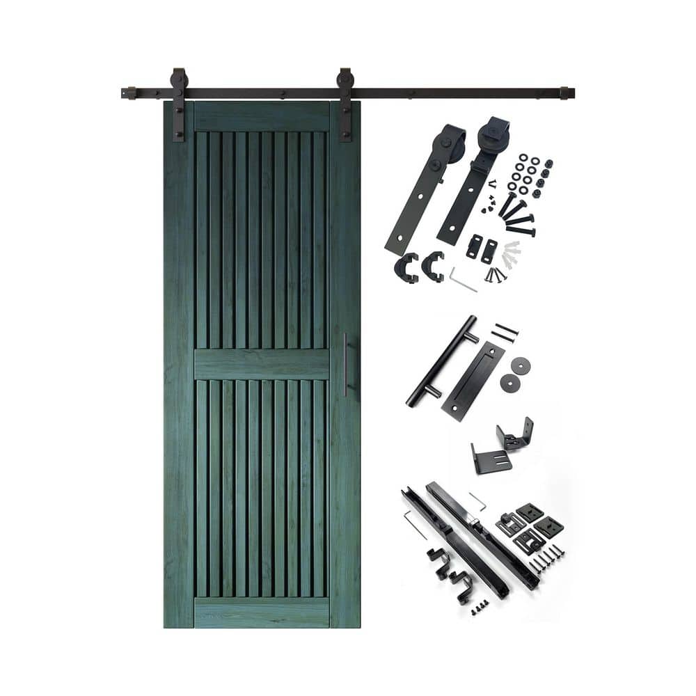 ST 26 in. x 80 in. C-Panel Royal Pine Vertical Stripe Design Solid Pine Wood Sliding Barn Door with Hardware Kit price history on PriceWatchPro