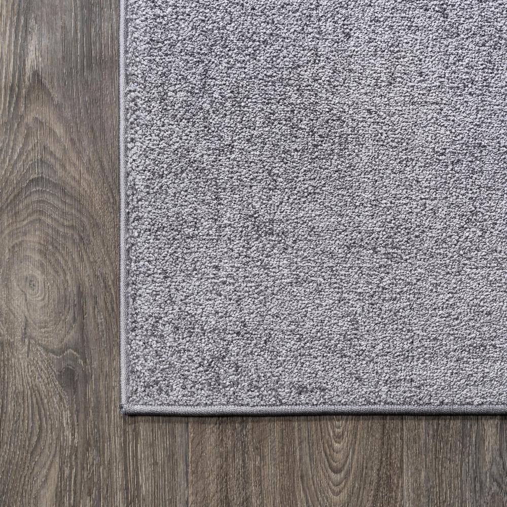 Gray Solid Synthetic Low-Pile Runner Rug, 2'x8'