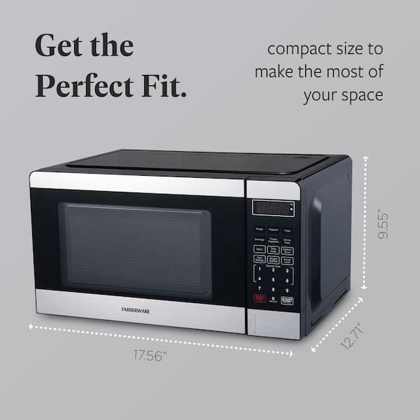 Farberware Compact Microwave Oven, 700-Watt, Stainless