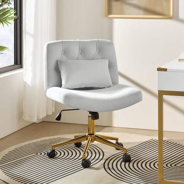 JAYDEN CREATION Norman Gray Modern 23 in. W Polyester Swive and Tilting Office Chair with Pillow
