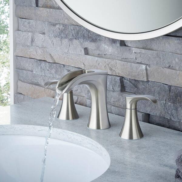 Pfister Brea LF-049-BRKK Widespread 2-Handle Waterfall Bath Faucet Brush Nickel 
