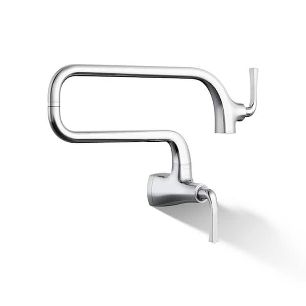 Graze Wall Mount Pot Filler Kitchen Faucet in Polished Chrome