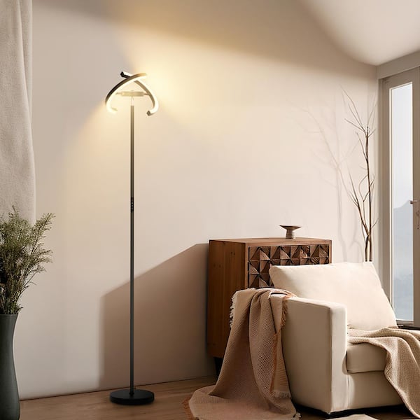 TOZING 73 in. Black RGB Modern Standard Floor Lamp with Lightpole