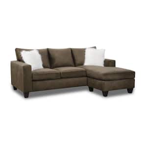 Shia's Collection 86 in in W Straight Arm 2 -pieces Polyester Rectangle Sectional Sofa in Coffee