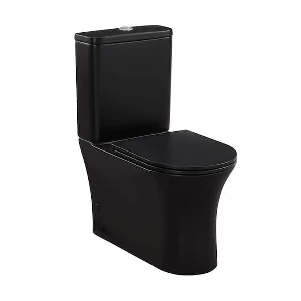Calice 2-piece 1.28 GPF Dual Flush Elongated Rear Outlet Toilet in Matte Black, Seat Included