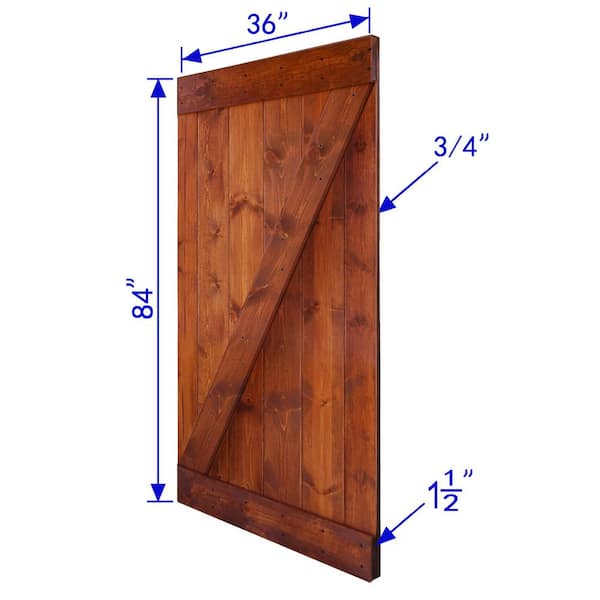 Wellhome 36 In X 84 In Z Series Diy Red Walnut Finished Knotty Pine Wood Barn Door Slab Dr Wz36 C The Home Depot