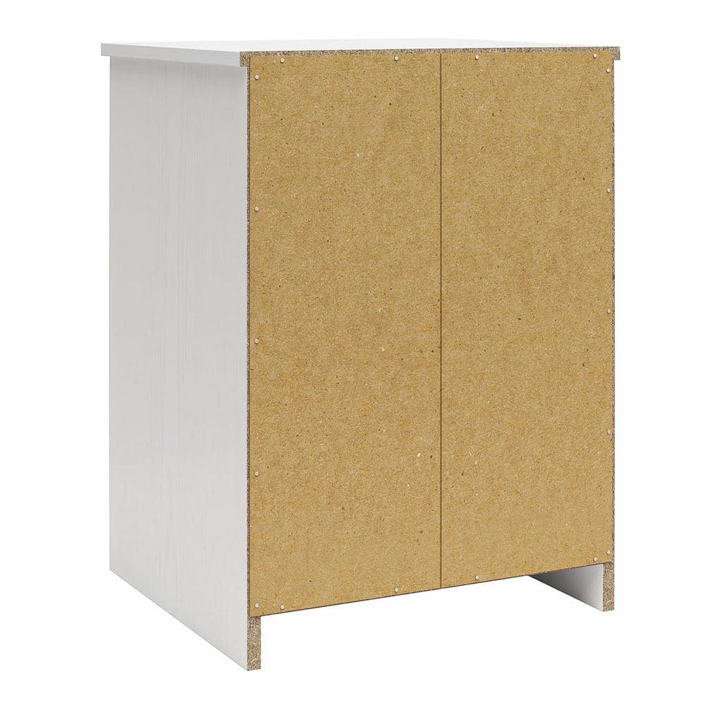 White Laminated Particleboard Nightstand with Drawer and Cubby