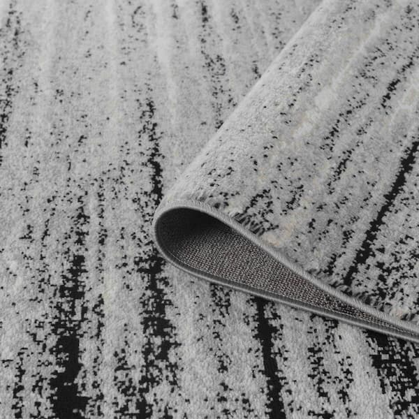 Sakarya Collection Grey Black 7 ft. x 10 ft. Modern Abstract Indoor Area Rug