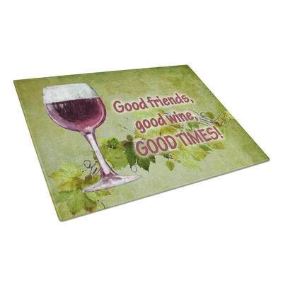 Good Friends, Good Wine, Good Times Tempered Glass Large Cutting Board