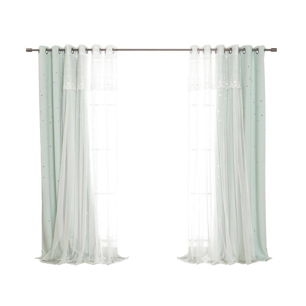 52 in. W x 84 in. L Dimanche Tulle Sheers and Star Cutout Blackout Curtains in Mint price history on PriceWatchPro