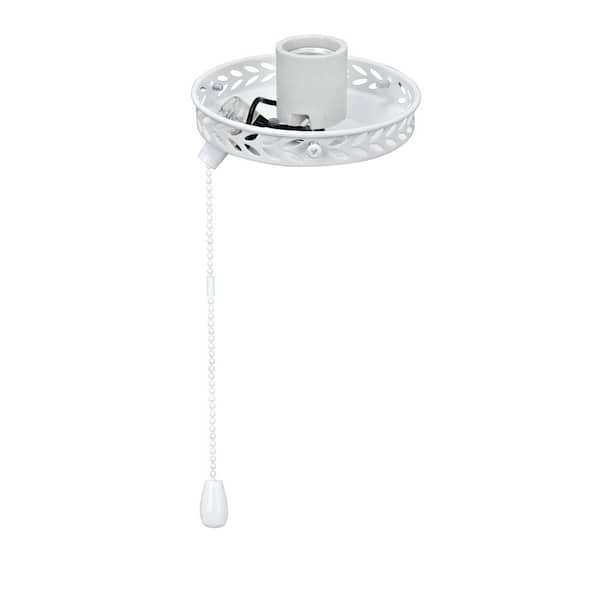 Aspen Creative Corporation 1-Light 4-1/2 in. Painted White Ceiling Fan Fitter Light Kit with Pull Chain (1-Pack)