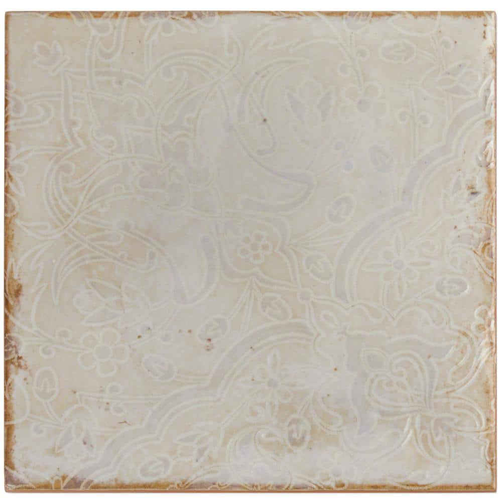 Angela Harris Distressed White Ceramic 8'' x 8'' Wall Tile