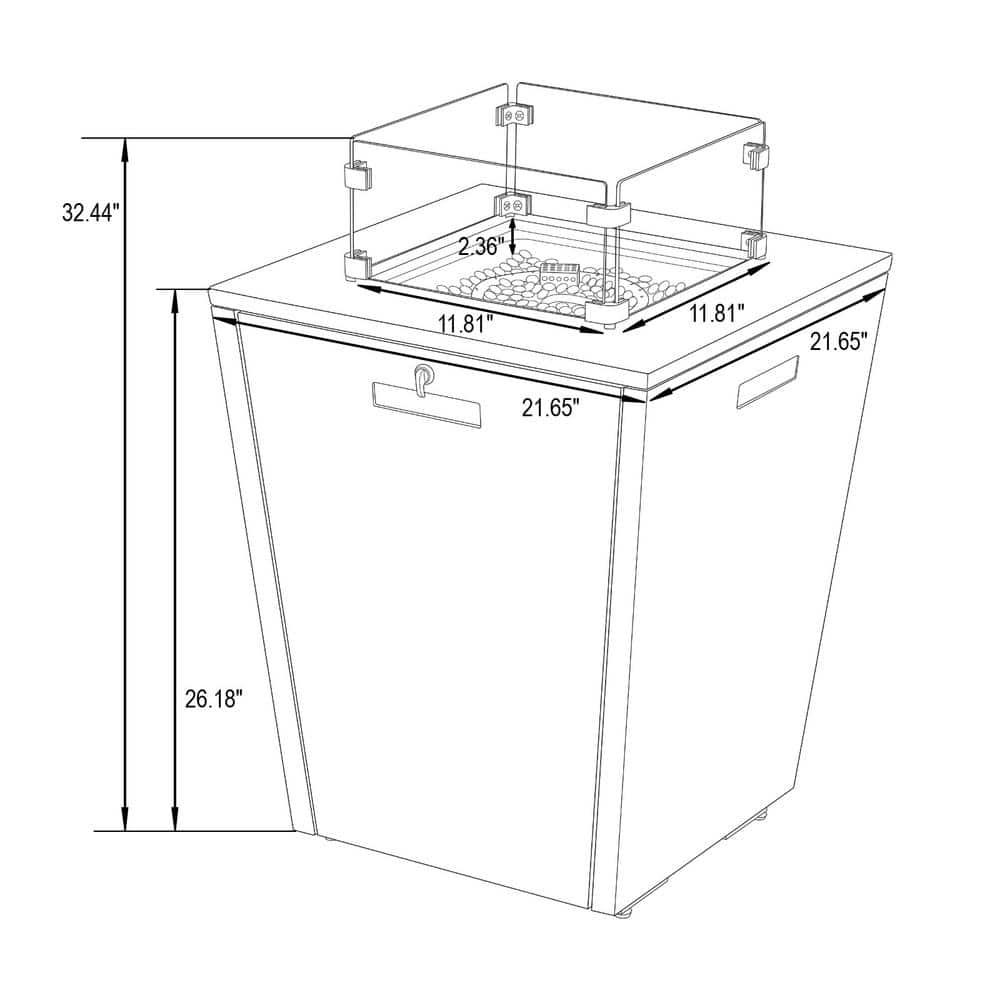Chelsea Gray Gas Fire Pit Table with Glass Wind Guard