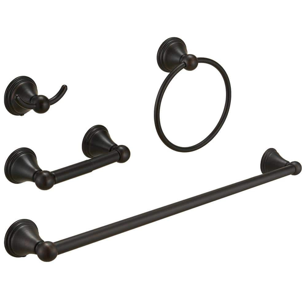4-Piece Bath Hardware Set with Towel Bar Towel Hook Toilet Paper Holder and Towel Ring Set in Oil Rubbed Bronze price history on PriceWatchPro