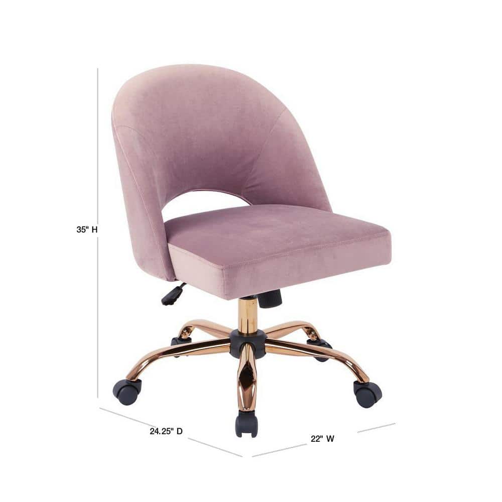 Mauve Leather and Metal 29" Swivel Accent Chair