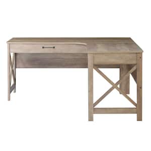 Alaska 62.3 in. L-Shaped Rustic Oak Wood 1-Drawer Writing Desk