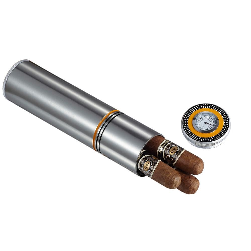 Visol Brown Leather Madrid Cigar Humidor with Embedded Digital Hygrometer - VCASE470BR