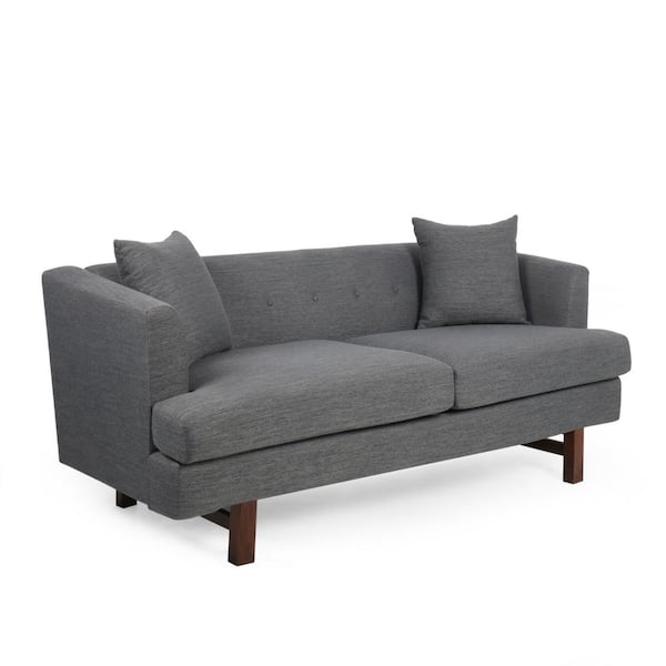Noble House Arvilla 73.5 in. Charcoal and Espresso Polyester 3-Seats Sofa