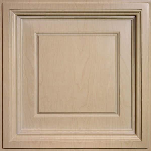 Ceilume Madison Faux Wood-Sandal 2 ft. x 2 ft. Lay-in Coffered Ceiling Panel (Case of 6)
