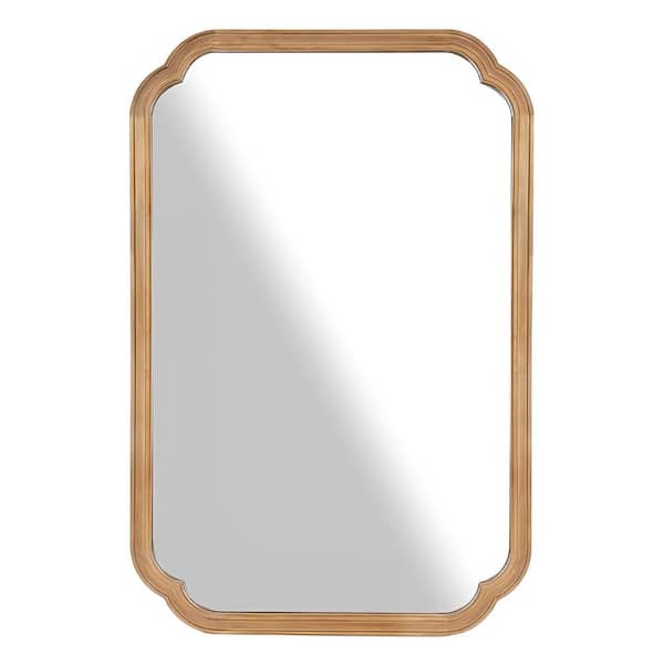 WallBeyond 24 in. W x 36 in. H Medium Natural Pine Wood Wall Mirror - French Country