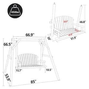 4.4 ft. 2-Person Natural Fir Wood Patio Swing with A-Frame Stand