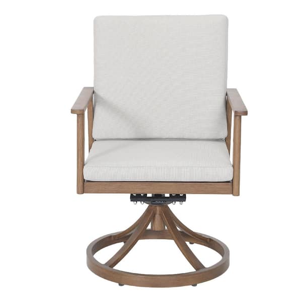 Light Wood Aluminum Outdoor Dining Chairs, Patio Dining