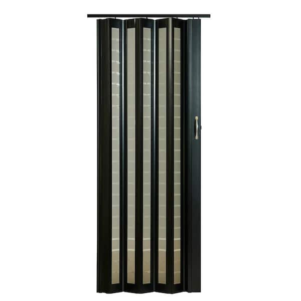 Spectrum Century 36 in. x 80 in. Black Frosted Square Vinyl Accordion Door with Hardware