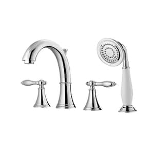 Julius 2-Handle Tub Deck Mount Roman Tub Faucet with Hand-Held Shower in Polished Chrome