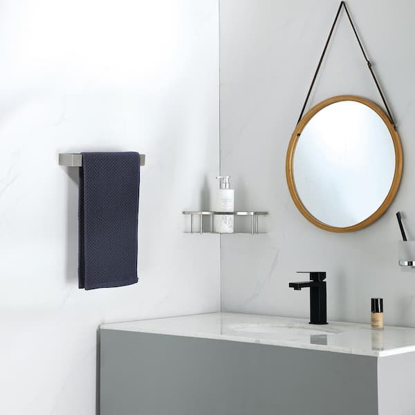 Bathroom 9 in. Wall Mounted Towel Bar Heavy Duty Hand Towel Holder in Brushed Nickel