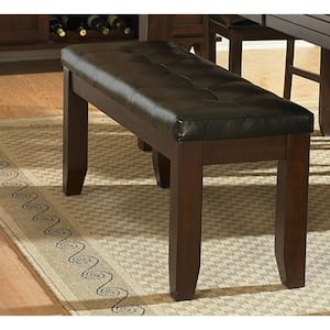Brown 60 in. Backless Bedroom Bench with Tufted Seat and Tapered Legs