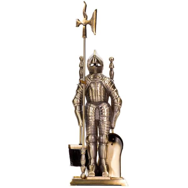 4-Piece Medieval Knight Style Poker Brush Shovel Fireplace Tool Set