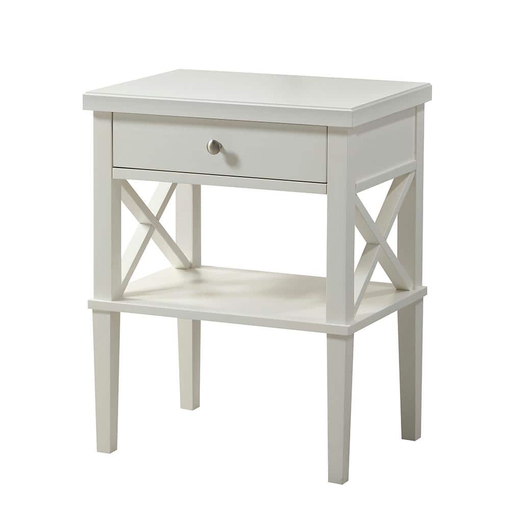 Marta 1-Drawer White Nightstand