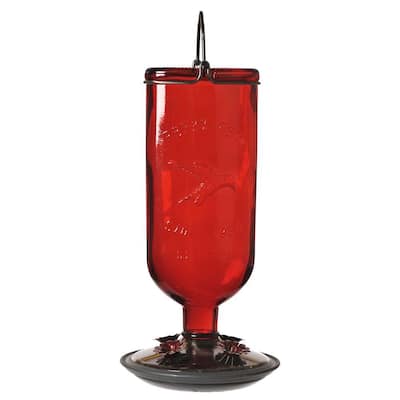 Red Antique Decorative Glass Hummingbird Feeder - 16 oz. Capacity
