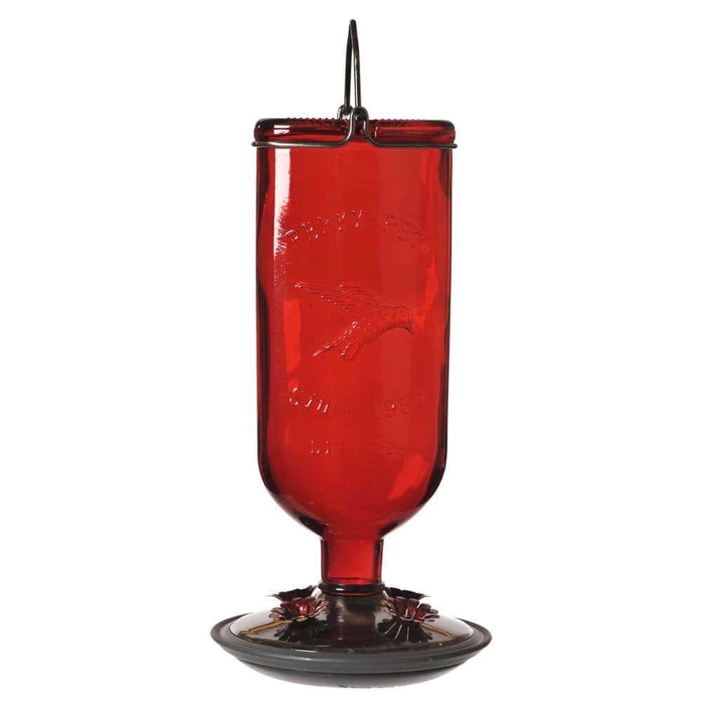 Perky-Pet Red Antique Decorative Glass Hummingbird Feeder - 16 oz. Capacity 8109-2