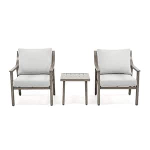EliteCast 3-Piece Aluminum Patio Conversation Set with Gray Cushions