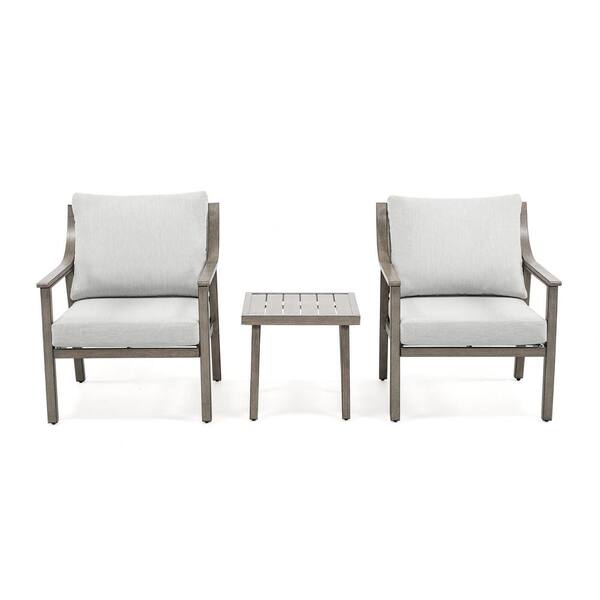 EGEIROSLIFE EliteCast 3-Piece Aluminum Patio Conversation Set with Gray Cushions