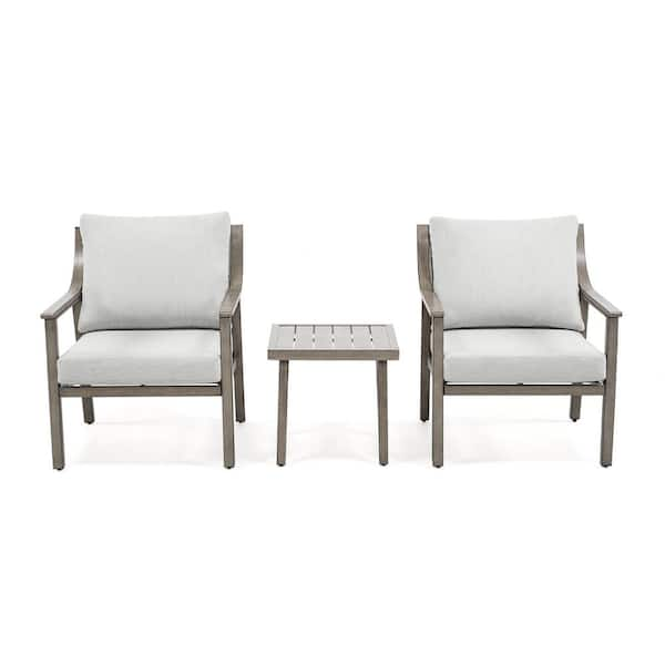 EGEIROSLIFE EliteCast 3-Piece Aluminum Patio Conversation Set with Gray ...